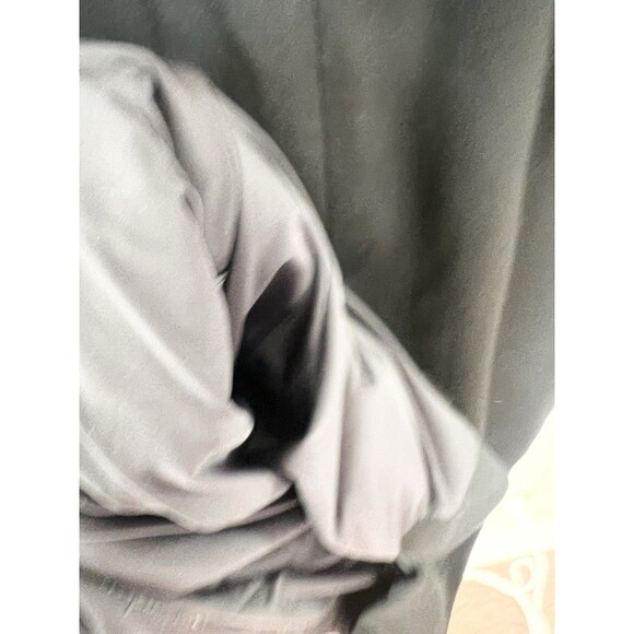 Lafayette 148 New York Black Sheath Wool Leather Dress Zip Back Leather Waist 8 - Picture 6 of 7